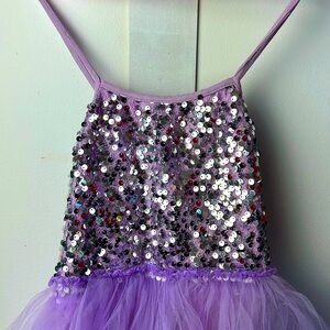 Kids sparkly ✨purple sequined dance leotard with tutu